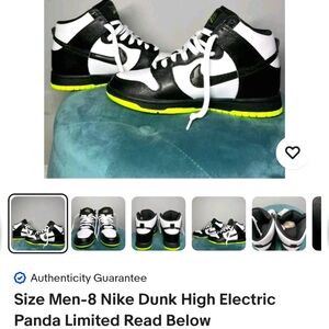 Black and White High-with Neon AccentsNew Nike Dunk High Electric Panda 🐼